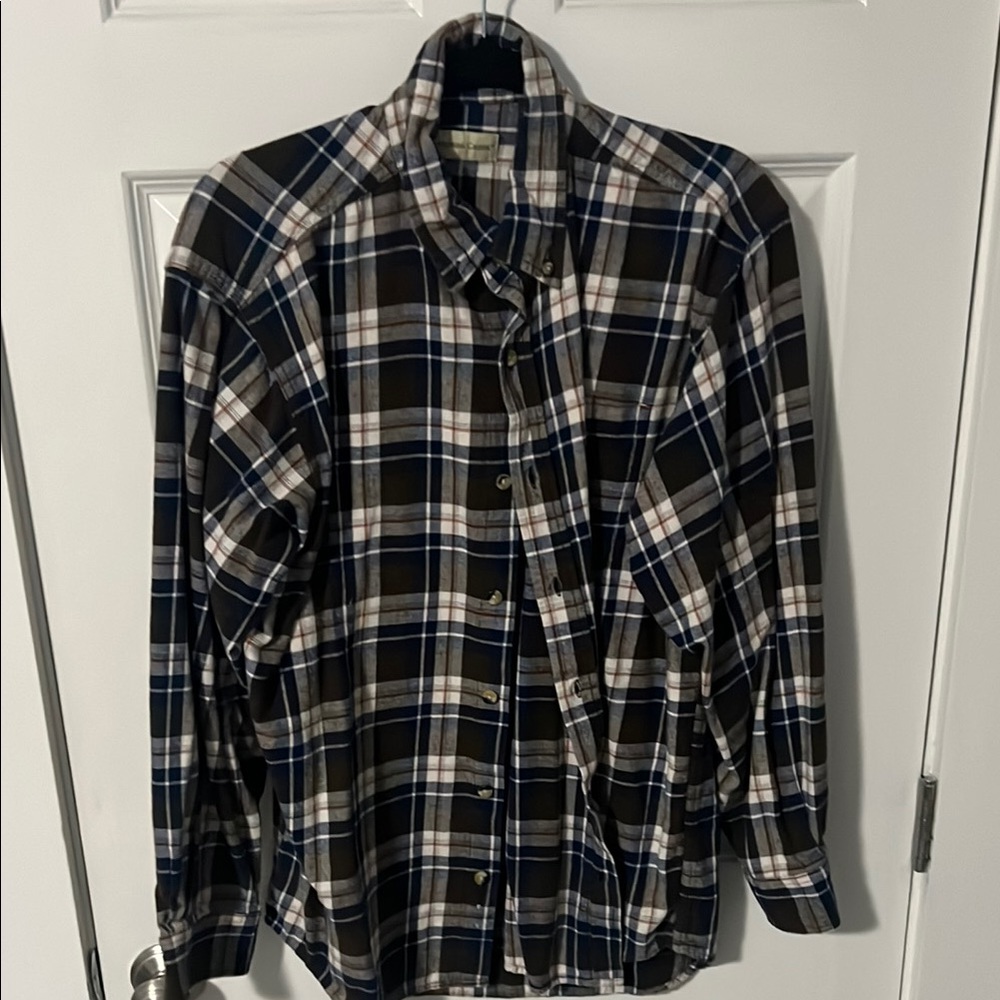 Casual Blue and Brown Flannel Button Down Shirt